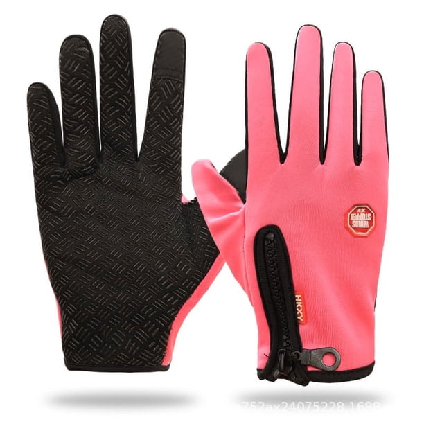 Guantes repelentes al agua con cremallera, guantes para pantalla táctil, cálidos para exteriores, otoño e invierno, guantes cálidos de terciopelo para montar para hombres y mujeres