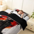 thumbnail image 4 of Manfei Ink Samurai Twin Comforter Sets for Boys Men, Armor Sword Bedding Set, Black Red Gray, Black Reversible 2 Pieces, 1 Comforter and 1 Pillowcase, 4 of 6