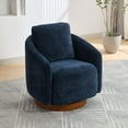 thumbnail image 5 of 30.3"W Barrel Swivel Accent Chair,Comfy Round Accent Single Sofa Chair,360 Degree Lounge Armchair for Living Room Bedroom Nursery,Navy, 5 of 7