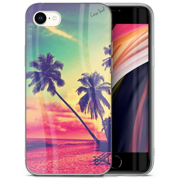 Case Yard iPhone-SE Case Clear Soft & Flexible TPU Ultra Low Profile Slim Fit Thin Shockproof Transparent Bumper Protective Cover Drop Protective Cell Phone Cases (Beach Paradiso)