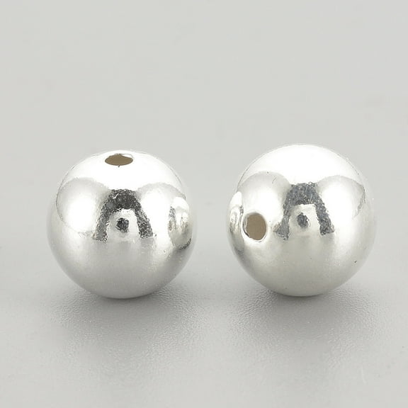 50 pc 925 Sterling Silver Beads Round Silver 4x4mm Hole: 1mm