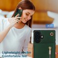 thumbnail image 5 of Dteck for iPhone 16 Plus Case, Shockproof Magnetic Protective Zipper Pocket Purse Handbag Shoulder Strap Stylish Protective Cover, Green, 5 of 8