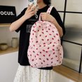 thumbnail image 3 of Corduroy Strawberry Backpack Students Bag For Women(Pink), 3 of 9
