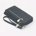 thumbnail image 1 of Cartera de cuero pulido opaco de gran capacidad para mujer, bolso de mano con doble cremallera, monedero para teléfono, tarjetero, billetera multibolsillo, 1 of 5