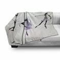 thumbnail image 3 of Ballet Soft Flannel Fleece Blanket, Ballerina Silhouettes Practising Classic Dance Performing Theatrical Art, Cozy Plush for Indoor and Outdoor Use, 70" x 90", Off White Black Mauve, by Ambesonne, 3 of 6