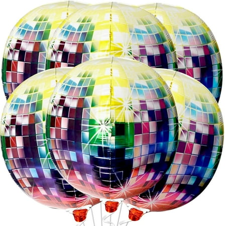 Big Multicolor Disco Ball Balloons - 22 Inch, Pack of 6 | Neon Balloons for 80s Party Decorations