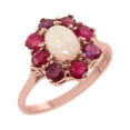 thumbnail image 1 of LBG British Made 18k Rose Gold Natural Opal & Ruby Womens Promise Ring - 33 size options - Size, 1 of 5