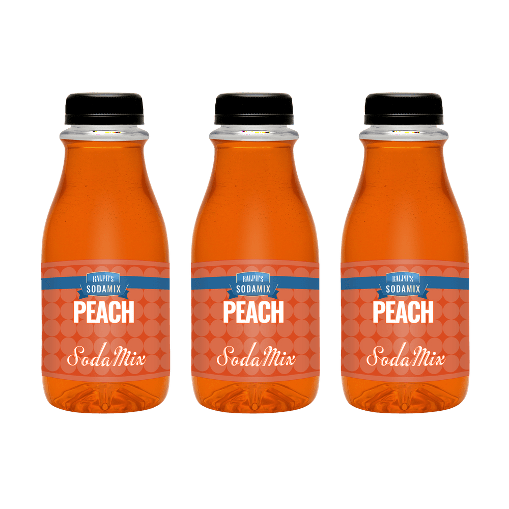 Ralph's Peach Sparkling Water Sodamix Flavor Three 12oz Bottles