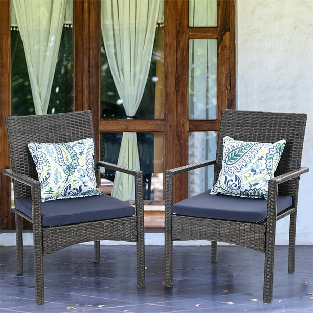 MF Studio 2 Pieces Outdoor Rattan Dining Chairs, All Weather Patio