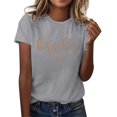 thumbnail image 1 of Fgnfyis Mode pour Femmes Hauts Décontractés Manches Courtes Col Rond T-Shirt Imprimé Ample Hauts Femmes Gris P, 1 of 4