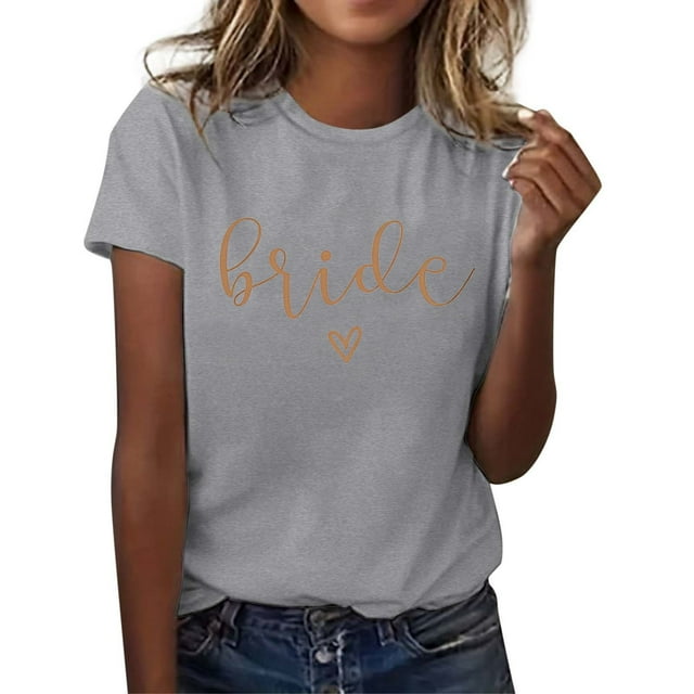 Fgnfyis Mode pour Femmes Hauts Décontractés Manches Courtes Col Rond T-Shirt Imprimé Ample Hauts Femmes Gris P