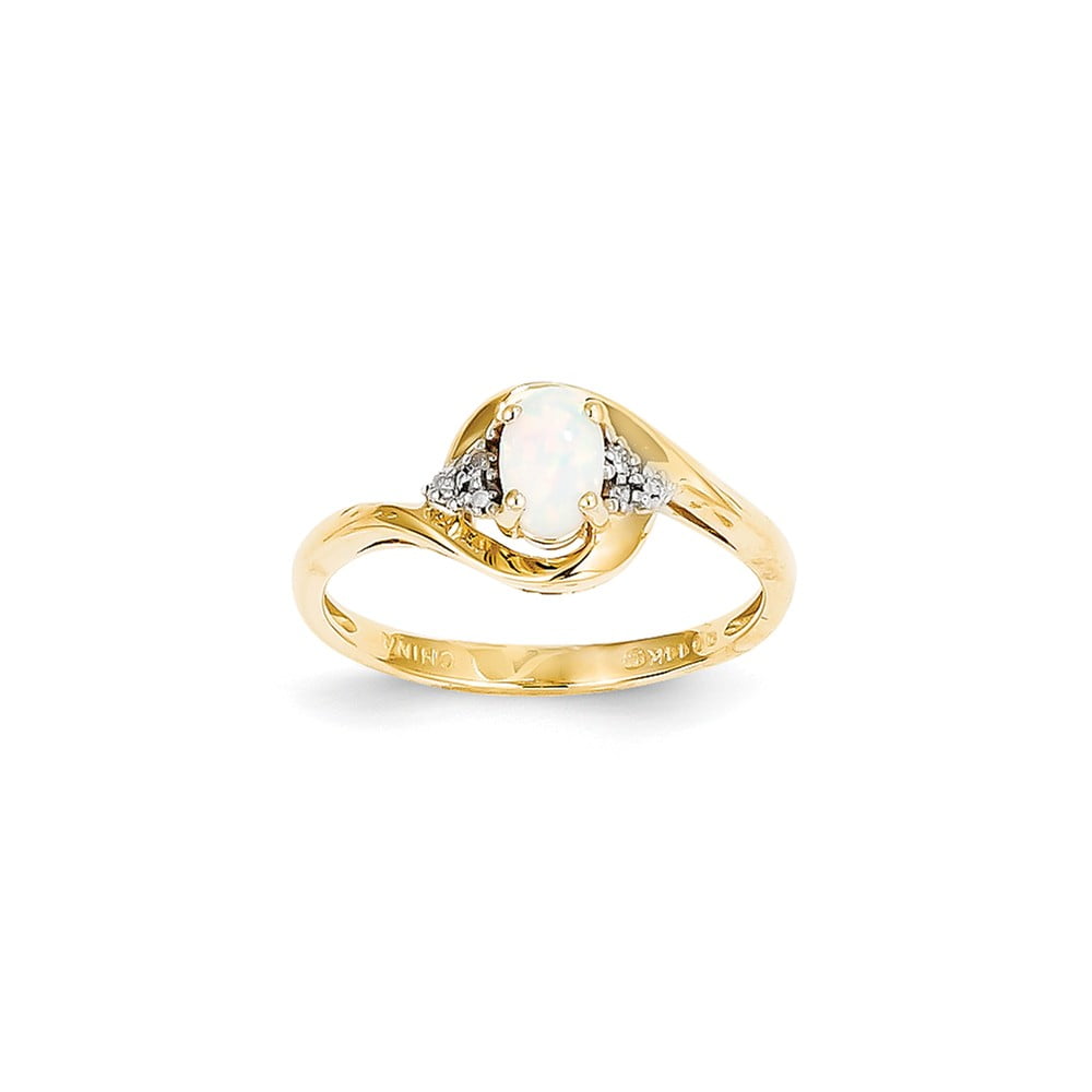 IceCarats 14k Yellow Gold Diamond Opal Band Ring Size 7.00 Stone Birthstone October Set Style Fine Jewelry Gift... by IceCarats