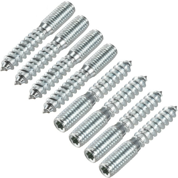 8Pcs M8 50mm Length Hanger Bolt Double Headed Metal Bolt Self-Tapping Screw