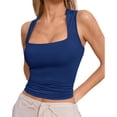 thumbnail image 2 of Sleeveless Solid Color Square Neckline Women Slim Fit Skinnt Tank Tops Camisole, 2 of 5