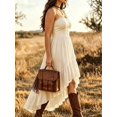 thumbnail image 3 of Plus Size Bohemian Asymmetrical Ruffle Hem Cami Dress Apricot, 3 of 3