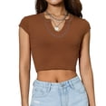 thumbnail image 2 of Women's Summer Short Sleeve T Shirts With Built-in Shelf Bra 2 of 10