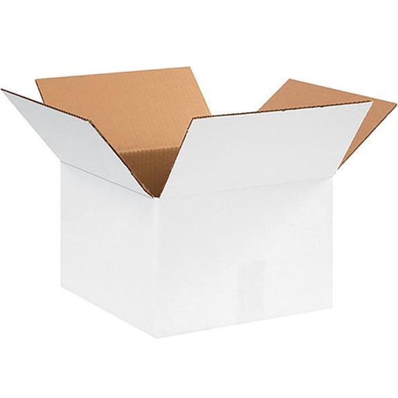 ZoroSelect Corrugated Boxes, 12" x 12" x 8", White, 25/Bundle