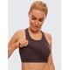 thumbnail image 5 of Top CRZ YOGA sin costuras, acanalado, cuello alto, corto, color topo, XX-S, 5 of 6