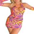 thumbnail image 2 of PENGXIANG Women Halter Dress  Solid Color/Printing Hollow-Out Sleeveless Backless Mini Bodycon Dress, 2 of 6