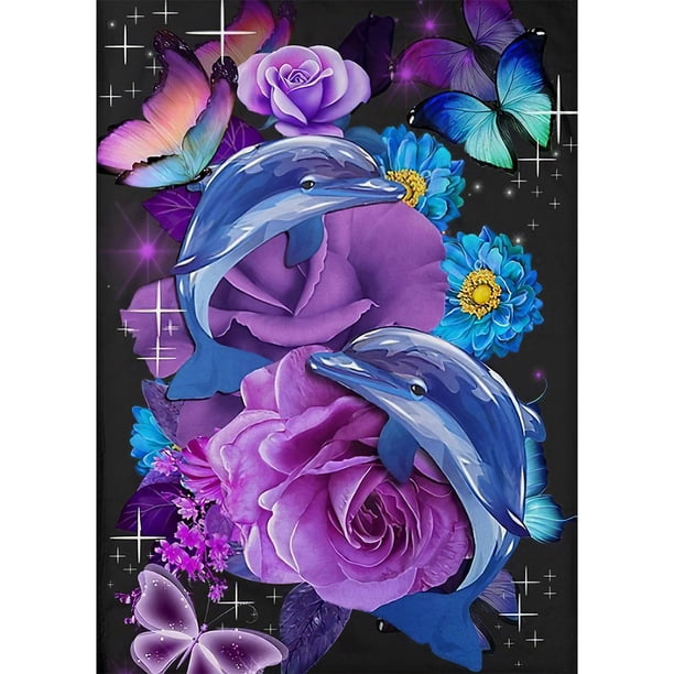 Cuadros Decorativos Pintura al óleo de flor de delfín sin marco por números Kit DIY dibujo hecho a mano sobre lienzo JShteea Nuevos Originales