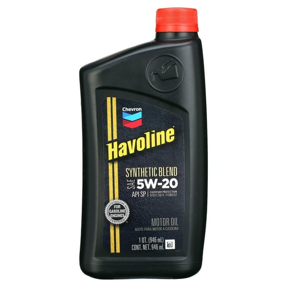 Chevron Havoline Synthetic Blend Motor Oil 5W-20, 1 Quart Bottle