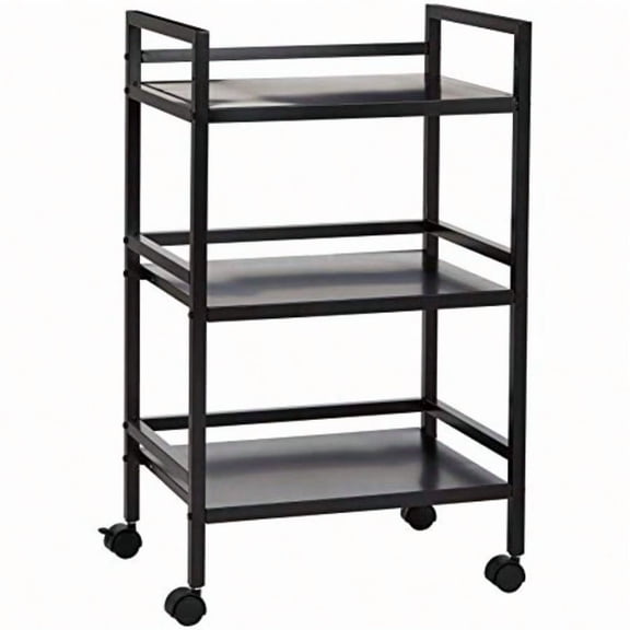 3Tier Metal Rolling Cart Black