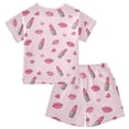 thumbnail image 2 of Lipstick Pattern Summer Pajama Set Soft Cotton Short Sleeve Sleepwear 2PCS Pajama Sets Breathable Lounge Set Size 10Y, 2 of 7