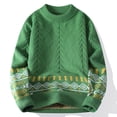 thumbnail image 2 of Men's Crewneck Sweaters Trendy Cable Knit Long Sleeve Pullover Vintage Winter Heavy Tops Green 3XL, 2 of 3