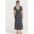 thumbnail image 2 of Women Summer Casual Short Sleeve Crewneck A-line Swing Flowy Tiered Shirt Maxi Beach Long Dress, 2 of 6
