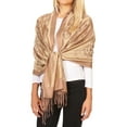 thumbnail image 4 of Sakkas Mia Reversible Brocade Paisley Scarf Wrap Shawl Soft and Light - Camel - One Size Regular, 4 of 5