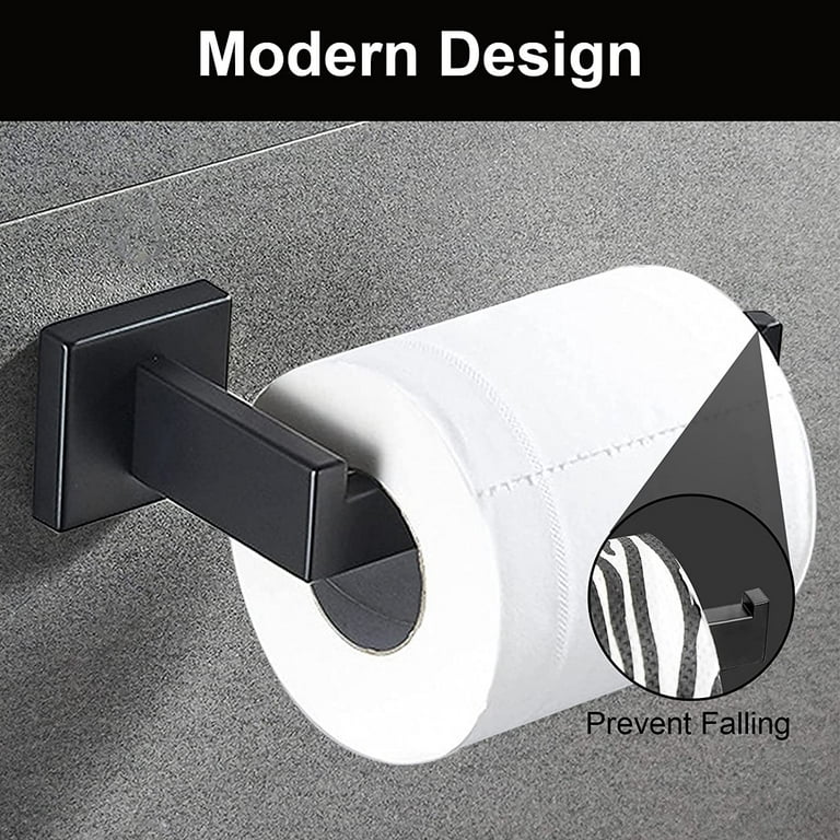 Matte Black Toilet Paper Holder, Lava Odoro Bathroom Toilet Roll Holder  Wall Mount Stainless Steel Modern Square Style, 5.5 Inch 
