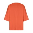 thumbnail image 4 of Hauts d'Été pour Femmes Élégants avec Manches 3/4 et Col Rond en Chemises Unies Confortables pour Femmes Orange P, 4 of 4