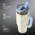 thumbnail image 2 of Thyme & Table 32oz Stainless Steel Luna Tumbler with Handle and Dual Straw Lid, Tulip, 2 of 7