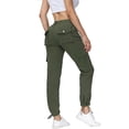 thumbnail image 4 of ORQ Women Solid Pocket Drawstring Overall Button Casual Pant, 4 of 6