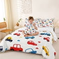 thumbnail image 3 of Castle Fairy Minimalist Cartoon Car Bedding Comforter Set 7 Pieces for Kids, Vehicle Automobile Full Bedding Set for Bedroom, Red Blue Yellow, 3 of 7
