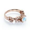 thumbnail image 3 of JeenMata Vintage 1.09 ct Real Round Rainbow Moonstone and Moissanite Engagement Ring in 18K Rose Gold over Silver, 3 of 6