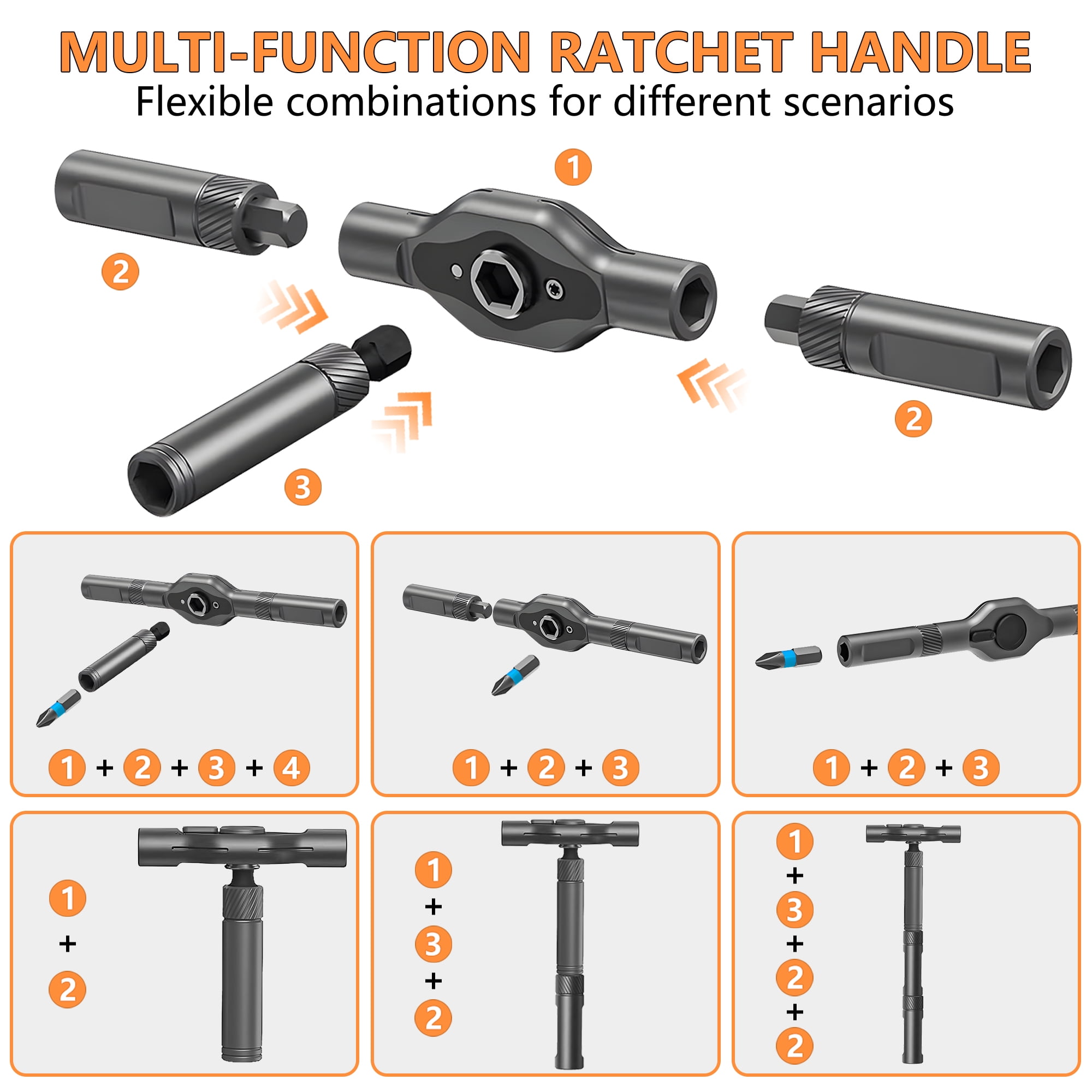 42-in-one magnetic ratchet screwdriver set, [S2 steel] 40-position + T-shaped handle, suitable for home use, automobiles, bicycles, motorcycles, electronic repair - portable tool storage box.