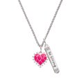 thumbnail image 1 of Delight Jewelry Silvertone Hot Pink Giraffe Print Heart Silvertone Be Strong and Courageous Bar Charm Necklace, 23", 1 of 4