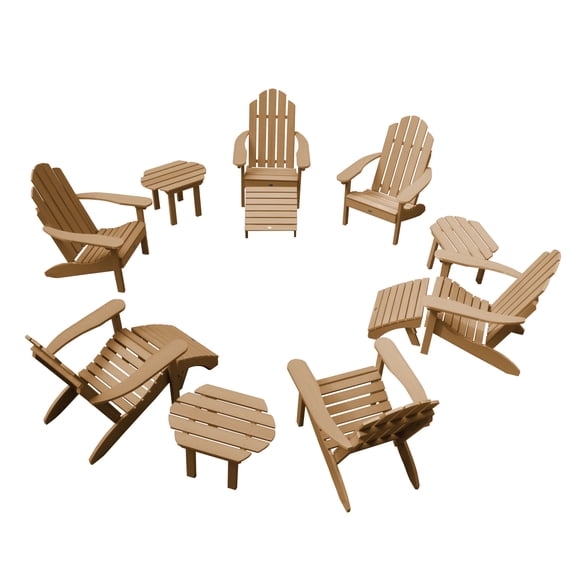 6 Classic Westport Adirondack Chairs, 3 Classic Westport Side Tables, and 3 Ottomans