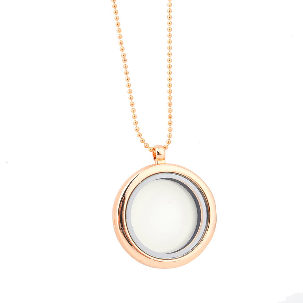 Living Memory Floating Charms Glass Round Locket Pendant Necklace Jewelry Gift 
