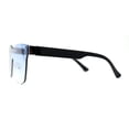 thumbnail image 4 of Panel Shield Lens Horned Rimless Large Sunglasses Black Blue, 4 of 4