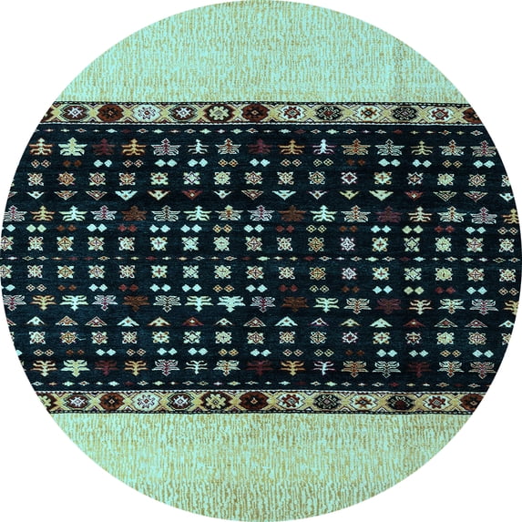 Ahgly Company Indoor Round Abstract Light Blue Modern Area Rugs, 6' Round