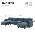 thumbnail image 3 of 140" Modular Sectional Sofa with Charger and Phone Holder, Oversized U Shaped Sofa with Extra-Wide Seat and Side Pockets, 6 Seat Comfy Chenille Cloud Couch, Blue, 3 of 7