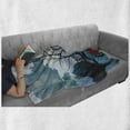 thumbnail image 6 of Lonely Tree Soft Flannel Fleece Throw Blanket, Ocean Mountains with Blurred Background Idyllic Nature Photo, Cozy Plush for Indoor and Outdoor Use, 50" x 70", Vermilion Blue, by Ambesonne, 6 of 6