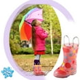 thumbnail image 2 of Puddle Play Children's Girls' Polka Dots shapes Printed Waterproof Easy-On Rubber Rain Boots (Toddler/Little Kids), 2 of 6