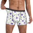thumbnail image 2 of Kdxio Men's Boxer Briefs with Purple Chicory Print - Comfortable and Breathable Underwear for Everyday Wear, 2 of 7