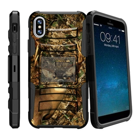 Apple iPhone X Rugged Cover, Belt-Clip Case for iPhone X 2017 [Clip Armor for iPhone X] Hard Shell iPhone X Case Cover w/ Holster + Kickstand - Deer Hunting