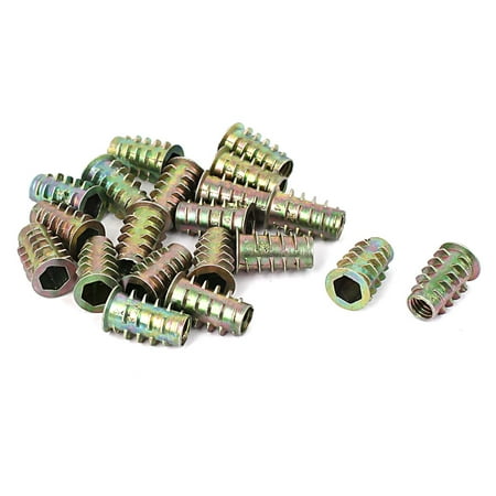 

Furniture Hex Drive Head Threaded Insert Nut M6x17mm 20pcs for Wood