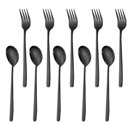 

Stainless Steel Teaspoons Espresso Spoons and Dessert Forks Set Set of 10