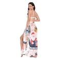 thumbnail image 3 of FORMRS Womens Long Sarong Beach Wrap Semi-Sheer Bikini Skirt Bathing Swimsuit Cover Up, Beige Christmas Santa, 3 of 7